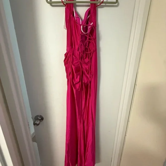 Aqua Pink Satin Corset Gown Size 6 - Picture 6 of 6